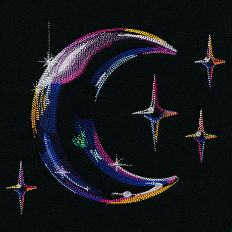Iridescent Crescent Moon & Stars