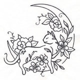 Floral Feline  - Moon Lounging Kitty