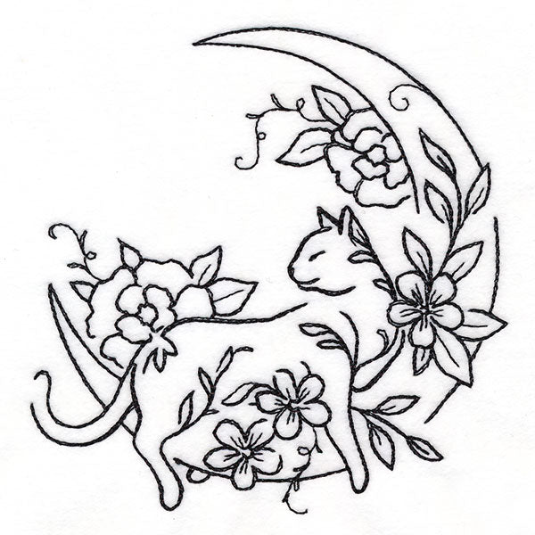 Floral Feline  - Moon Lounging Kitty