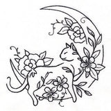 Floral Feline  - Moon Lounging Kitty