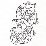 Floral Feline - Curled Up Kitties