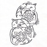 Floral Feline - Curled Up Kitties