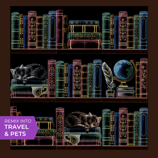 Build a Bookshelf Scene – Cat and Teacup – Urban Threads