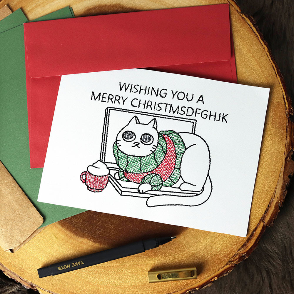 Christmas Computer Kitty (Cardstock)