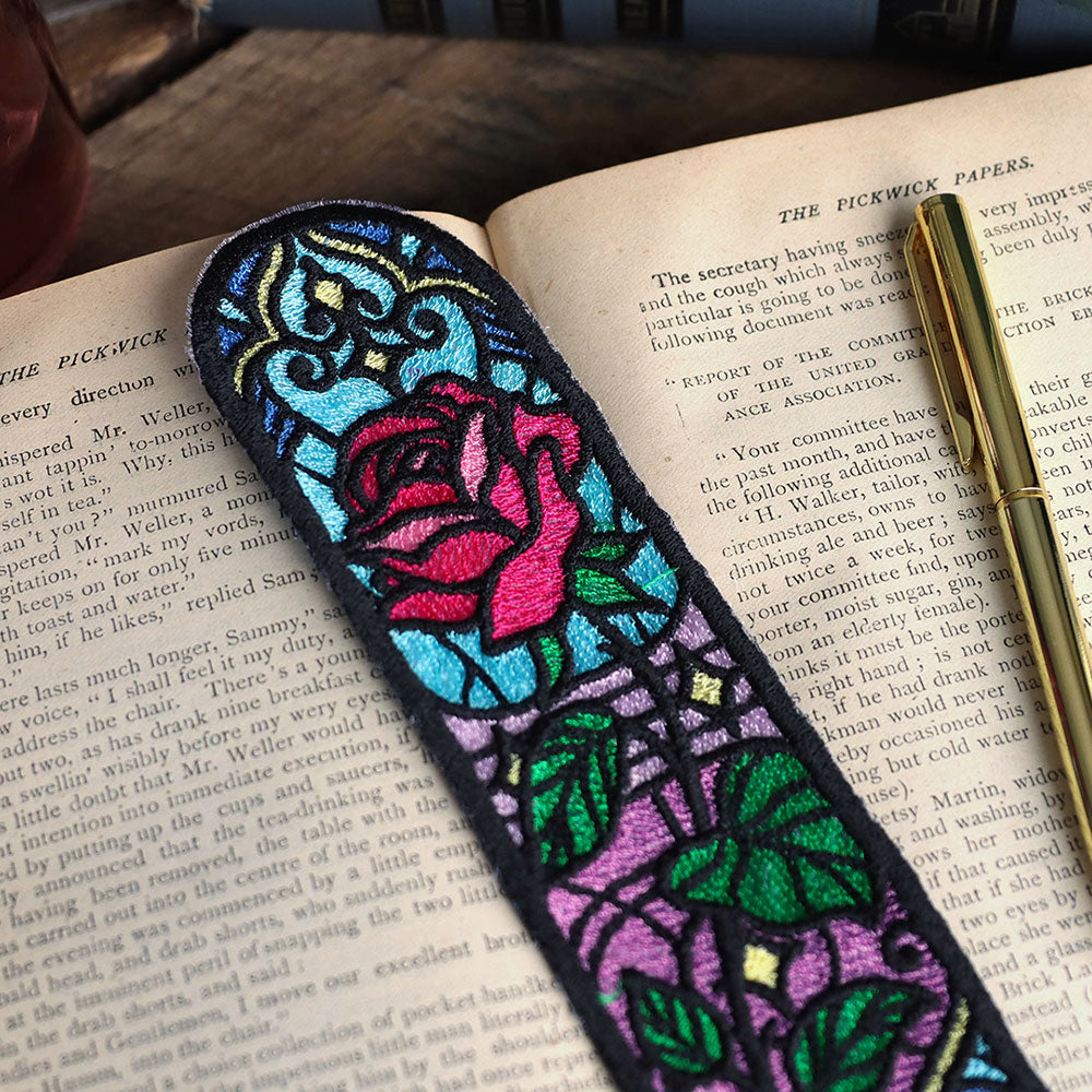 Stained Glass Rose Bookmark (Organza)