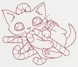 Feline Festive Outlines - Candy Cane Kitty