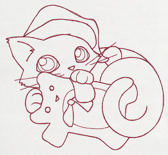 Feline Festive Outlines - Teddy Bear Kitty