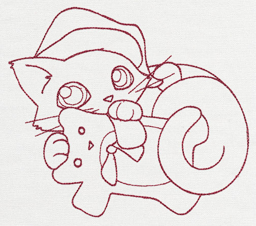 Feline Festive Outlines - Teddy Bear Kitty