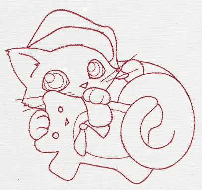 Feline Festive Outlines - Teddy Bear Kitty