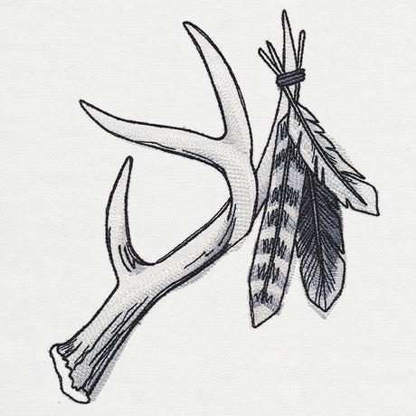 Ink & Wash - Antler and Feathers