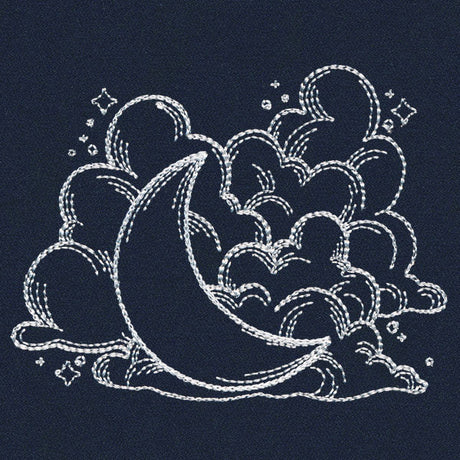 Vintage Celestial - Moon and Clouds