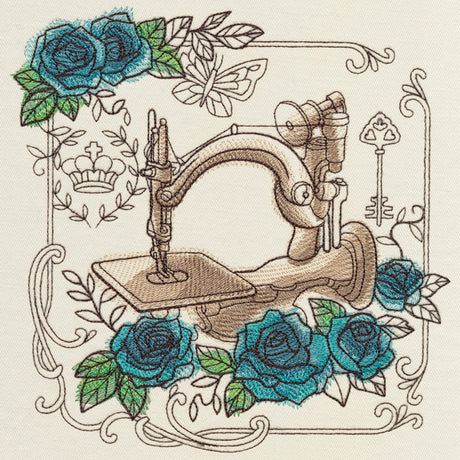 Parisian Sewing Machine and Roses