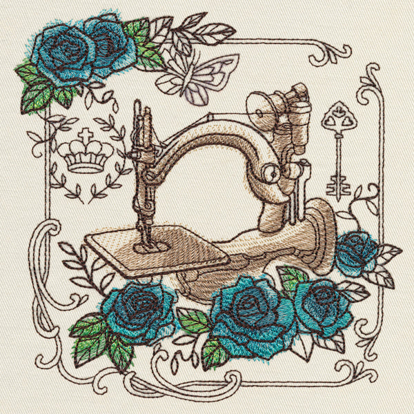 Parisian Sewing Machine and Roses