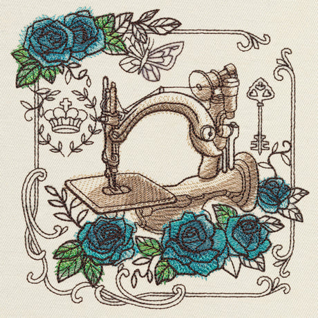 Parisian Sewing Machine and Roses