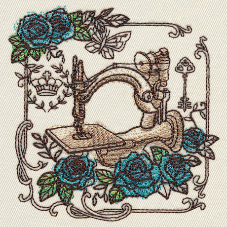 Parisian Sewing Machine and Roses