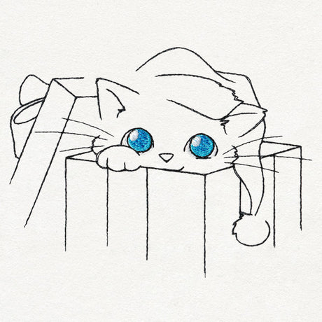 Meowy Christmas Cat with Gift Box