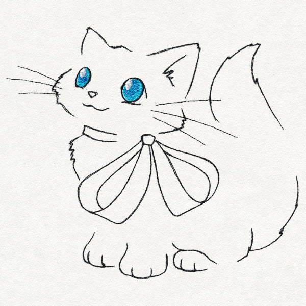 Meowy Christmas Cat with Bow