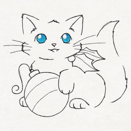 Meowy Christmas Cat with Ornament