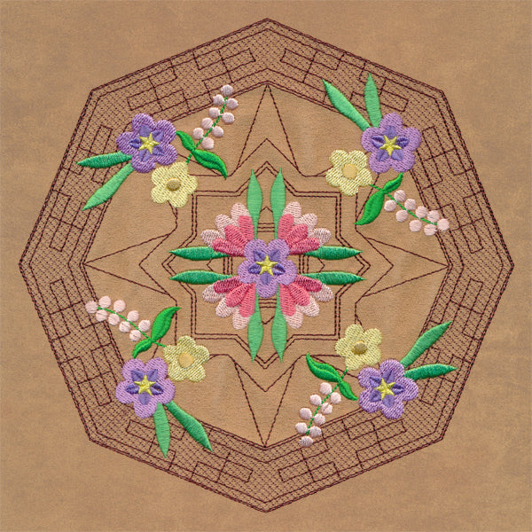 Blooming Desert Trapunto Mandala