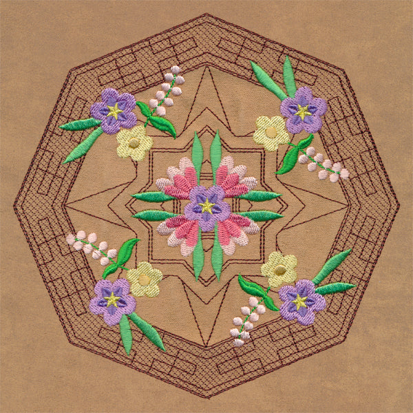 Blooming Desert Trapunto Mandala