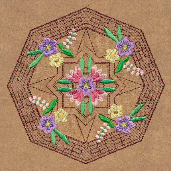 Blooming Desert Trapunto Mandala