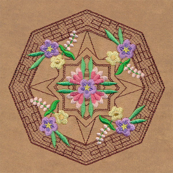 Blooming Desert Trapunto Mandala