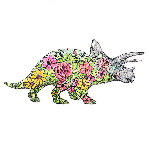 Triceratops in Flowers