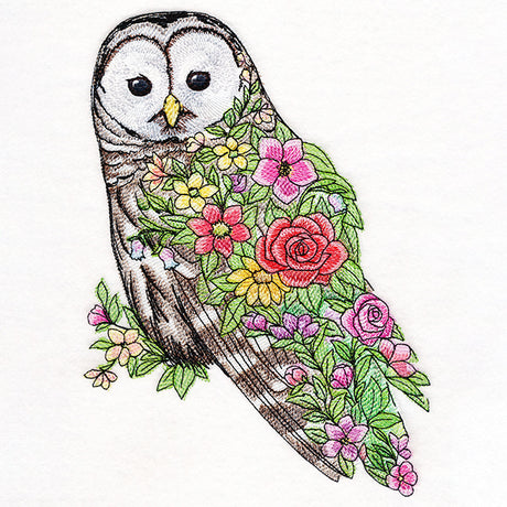 Barred Owl in Flowers