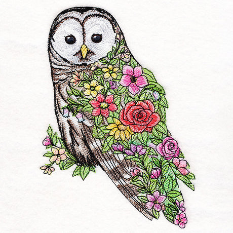 Barred Owl in Flowers