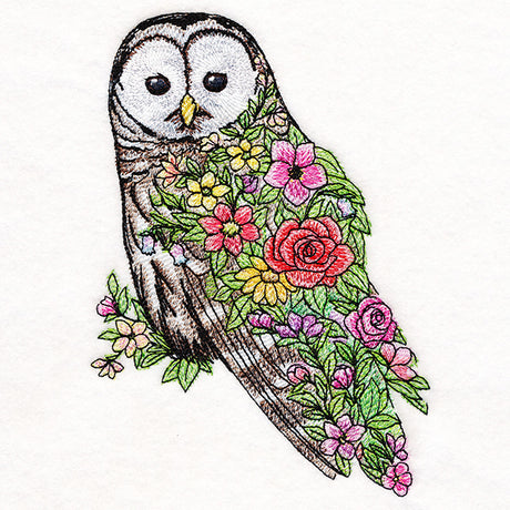 Barred Owl in Flowers