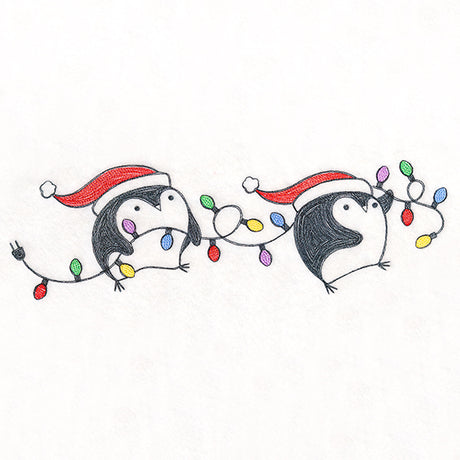 Lit Christmas Penguin Border