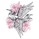 Graceful Heron and Blooms