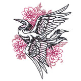 Graceful Heron and Blooms
