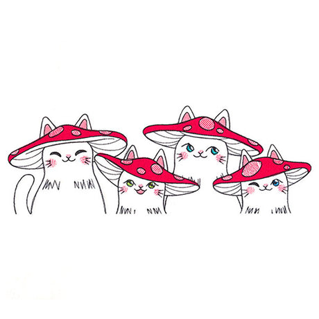 Delightful Mushroom Kitty Border