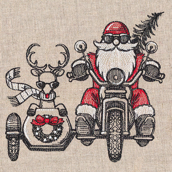 Motorcycle & Sidecar Santa