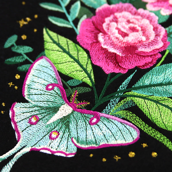 Starry Night Luna Moth & Blooms