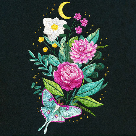 Starry Night Luna Moth & Blooms
