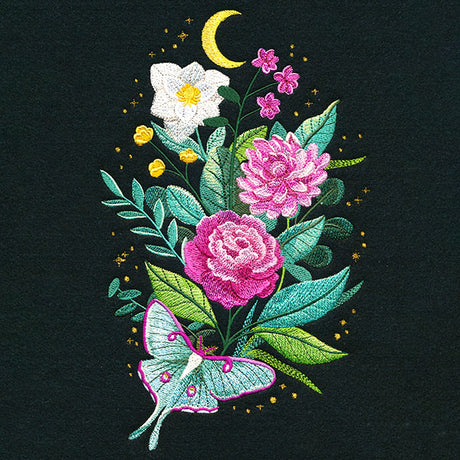 Starry Night Luna Moth & Blooms