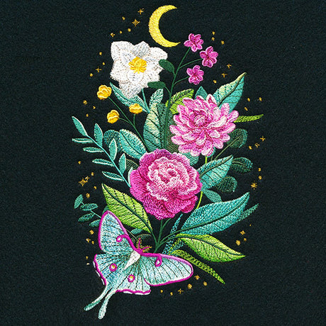 Starry Night Luna Moth & Blooms