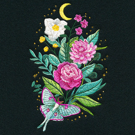 Starry Night Luna Moth & Blooms