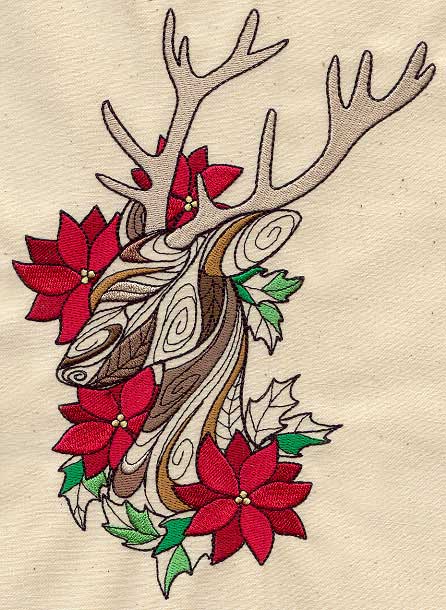 Doodle Reindeer and Poinsettias