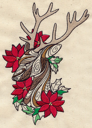Doodle Reindeer and Poinsettias