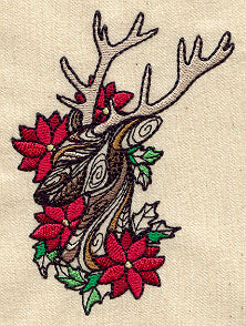 Doodle Reindeer and Poinsettias