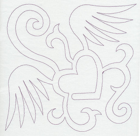 Quilting Winged Heart (Single Run)
