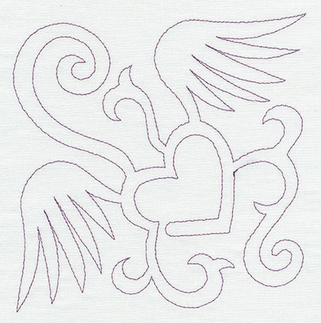 Quilting Winged Heart (Single Run)