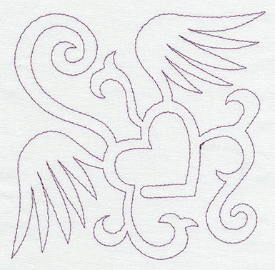 Quilting Winged Heart (Single Run)