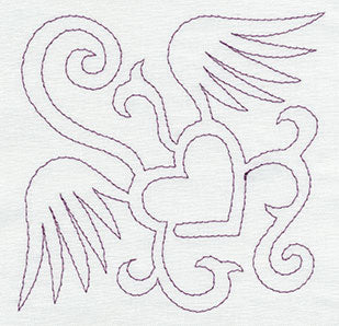 Quilting Winged Heart (Single Run)