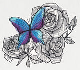 Engraved Butterfly and Roses