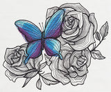 Engraved Butterfly and Roses