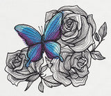 Engraved Butterfly and Roses